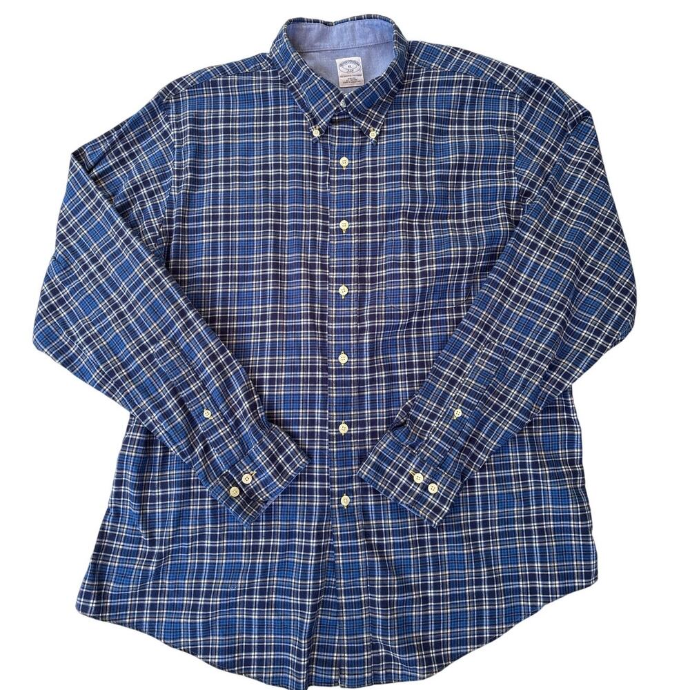 Brooks Brothers Shirt Mens XL Blue Slim Fit The Original Polo Button Long Sleeve
